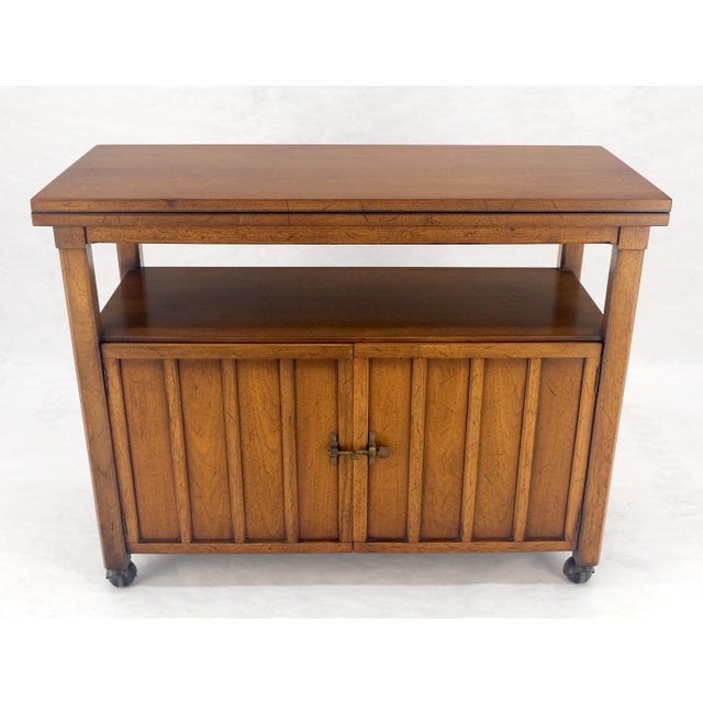 Flip Top Mid Century Modern Serving Cart Two Doors Compartment on Wheels MINT For Sale - Image 11 of 17