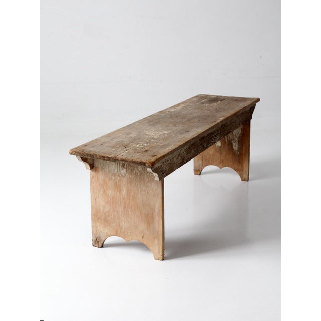 Antique Primitive Wood Farmhouse Bench For Sale - Image 13 of 16