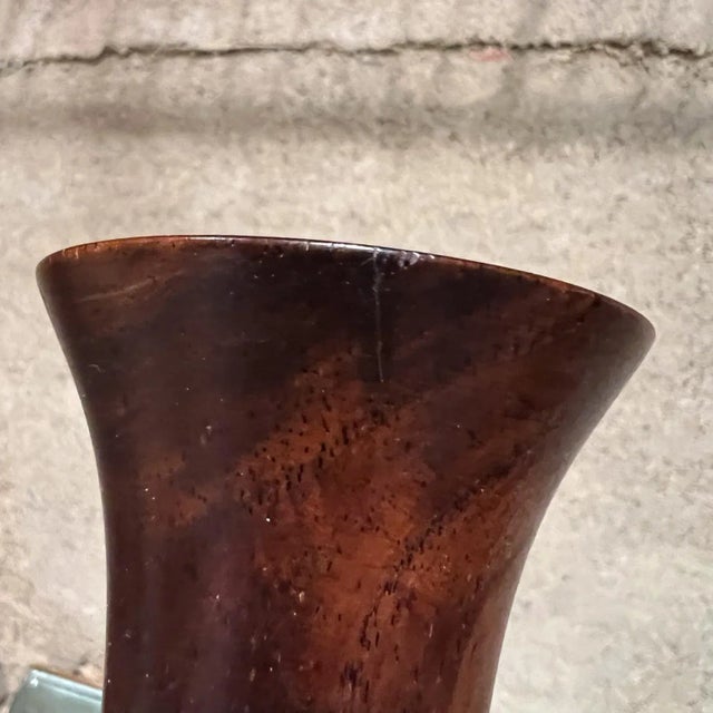 Wood Mid-Century Modern Turned Wood Vase in Rosewood by Rude Osolnik, Usa For Sale - Image 7 of 8