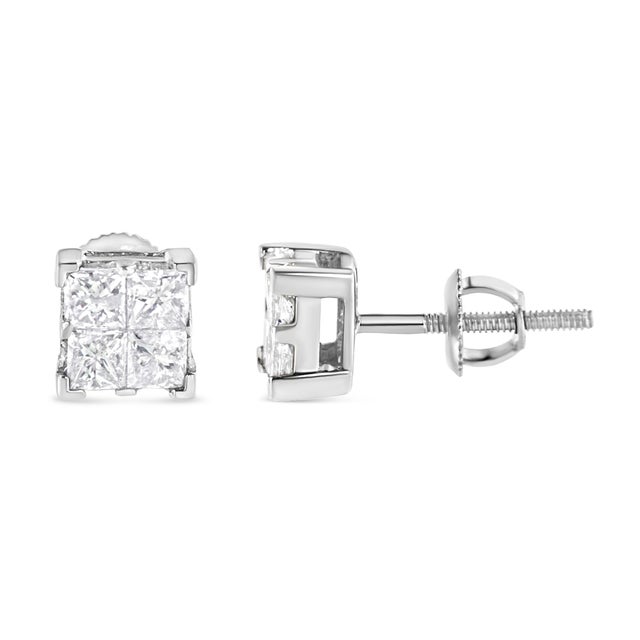 Set the stage for love with these sparkling diamond stud earrings. Crafted in warm 10K white gold, each earring features a...