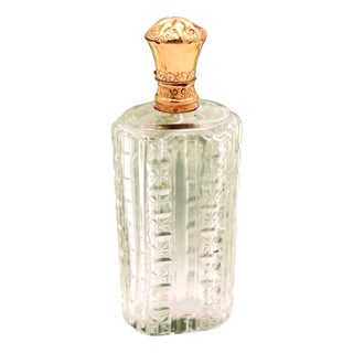 Glass Perfume Bottle with Gold Lid For Sale