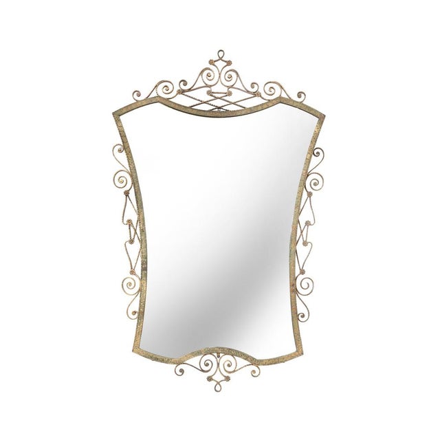 Vintage Walle Mirror and Consolle by Pierluigi Colli. Gilded Iron and Glass. Italy 1950s. Mirror 115×3×65 cm. / Consolle...