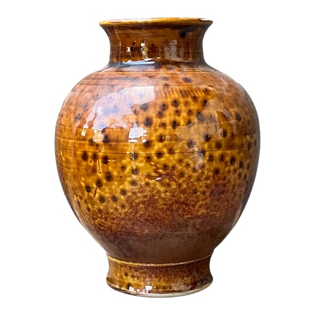 Vintage Textured Ceramic Pottery Vase For Sale - Image 4 of 16