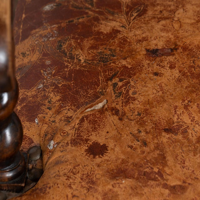 Mid 19th Century Pair of 19th Century Painted and Embossed Leather Armchairs For Sale - Image 5 of 13