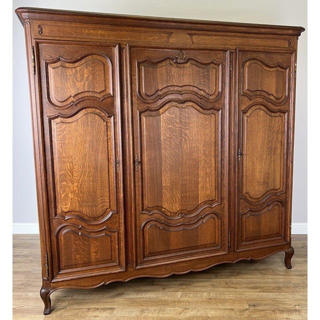 Vintage French Louis XVI Style Wardrobe in Oak For Sale - Image 11 of 16