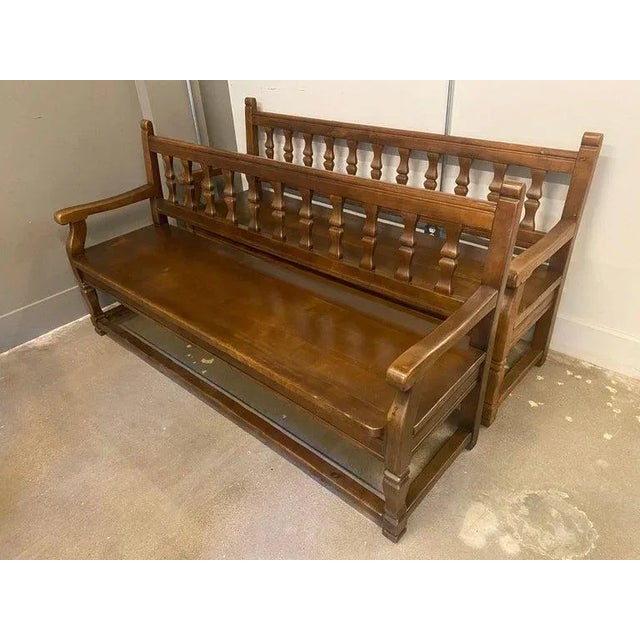Solid walnut bench from Florence, Italy, 1840's. Nice proportions and well constructed. Recent coat of professionally...