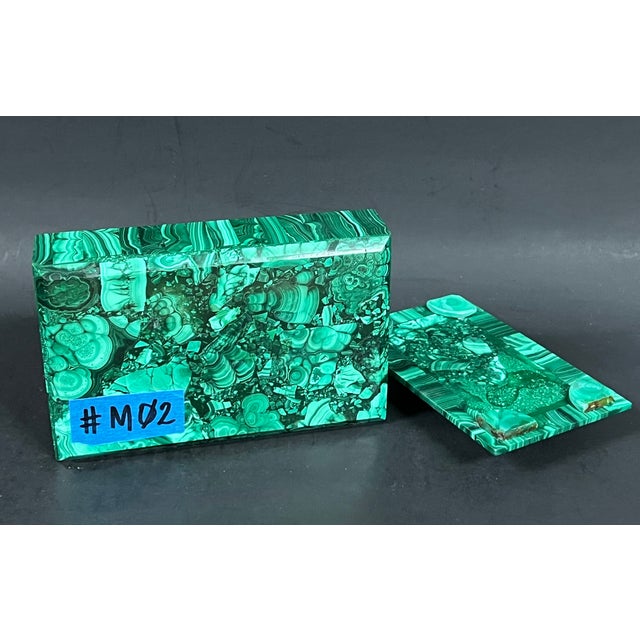Late 20th Century Carved Malachite Stone Jewelry Box For Sale - Image 11 of 11