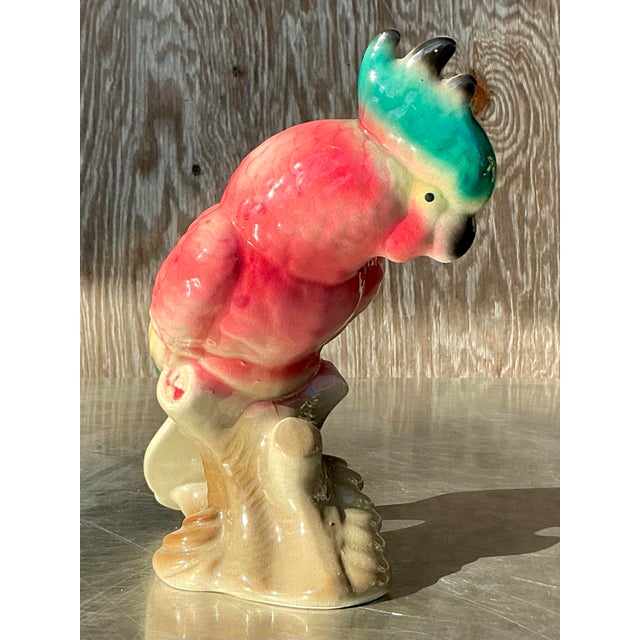 Mid-Century Modern Vintage Regency Glazed Ceramic Parrot For Sale - Image 3 of 7