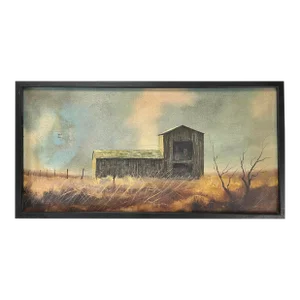 Vintage Realist Landscape With Barn, Signed/Framed (C. 1970, Oil on Canvas)