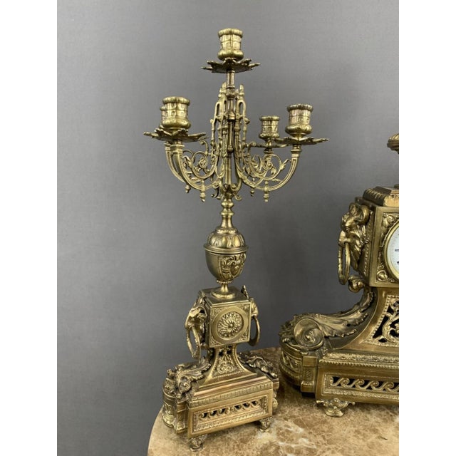 Metal Bronze Fireplace Trim, Early 20th Century, Set of 3 For Sale - Image 7 of 11