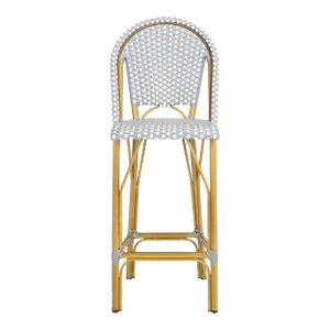Indoor-Outdoor Stacking French Bistro Barstool in Grey & White