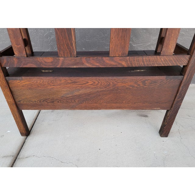 Antique Hall Bench Mission Oak by Lifetime Furniture. Circa. 1910 For Sale - Image 17 of 18