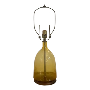 Mid Century Modern Blenko Glass Company Yellow Table Lamp, Unmarked