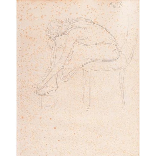 Pencil drawing by federico zandomeneghi, female figure wearing shoes origin italy period late 19th century author federico...