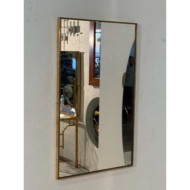 Mid-Century Modern Large Wall Mirror With Beaded Gilt Frame, Italy 1950s For Sale - Image 3 of 5
