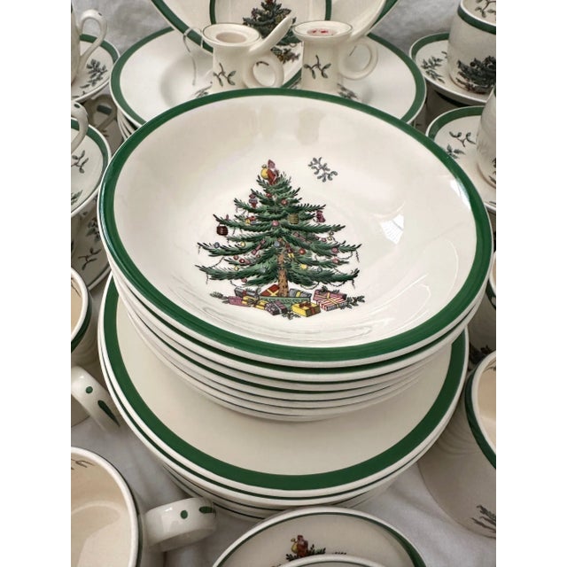 Mid 20th Century Vintage Spode "Christmas Tree" Dinnerware Set of 66 For Sale - Image 5 of 12