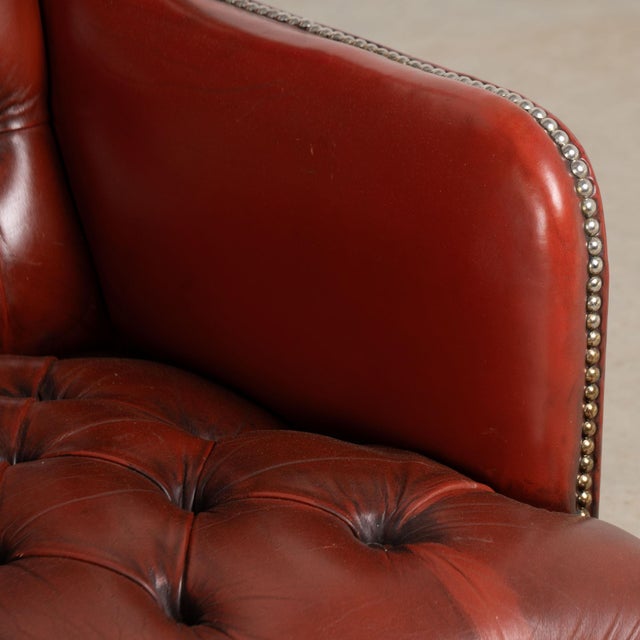 Pair of 20th Century Danish Oxblood Leather Chesterfield Wingback Club Chairs For Sale - Image 11 of 18