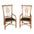 Chippendale Style Split Reed Rattan Armchairs - A Pair For Sale