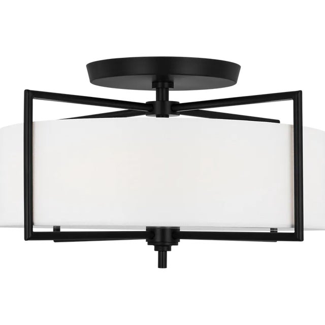 Transitional Chapman & Myers By Visual Comfort Studio Perno 3-Light Large Semi-Flush Mount in Aged Iron For Sale - Image 3 of 3