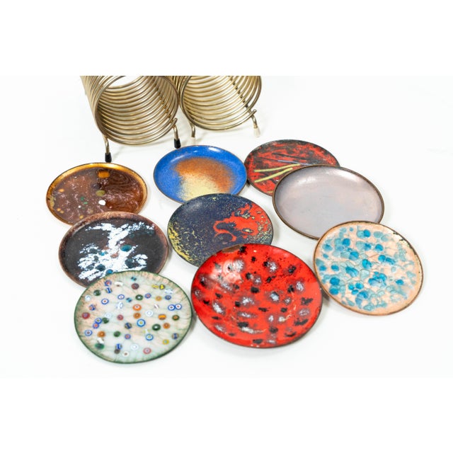 1960s Vintage Enamel Copper Coasters, 1960s, Set of 2 For Sale - Image 5 of 6