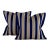 Navy Blue Designer Vicki Payne Free Spirit Cream Navy & Taupe Stripe Pillow Covers- Set of 3 For Sale - Image 8 of 9