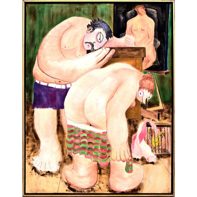 "La Cage Aux Fowls" - Large Scale Surreal Figurative Abstract by G. Lester For Sale In Monterey, CA - Image 6 of 6