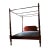 Solid Mahogany Rice Carved Four Poster Queen Bed With Canopy Frame and Low-Profile Boxspring For Sale