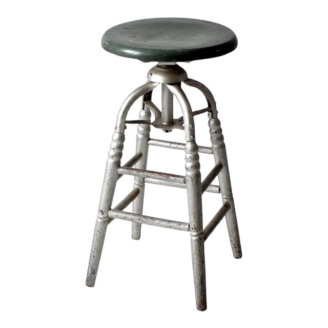 Antique Painted Swivel Seat Stool For Sale