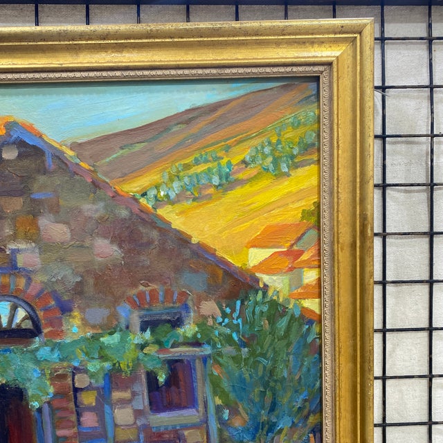 1970s “Golden Hour” Oil on Board Landscape Painting by Rhill, Framed ...