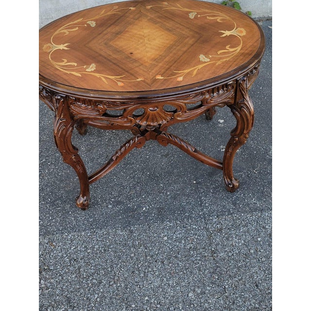 1930s French Style Walnut Carved Side Table With Glass Top - Tray Accent For Sale In Philadelphia - Image 6 of 12