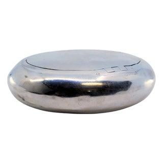 Elliptical Silver Snuff Box with Hinged Lid For Sale