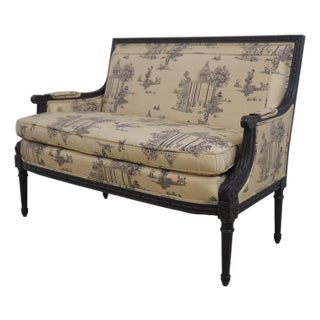 Stickley Louis XVI Style Dark Wood Settee For Sale