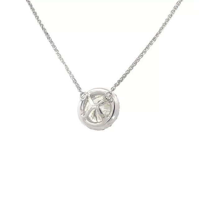 Contemporary Diamond Halo Gold Pendant 2.15ct 14k White Chain Necklace For Sale - Image 3 of 8