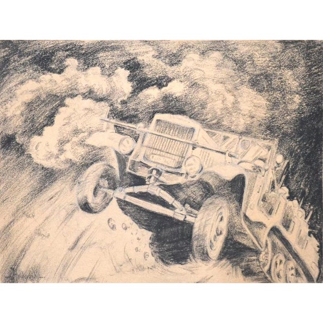 Modern Erich Hochschild, War in Belgium, 1940, Charcoal Drawing on Tinted Paper For Sale - Image 3 of 10