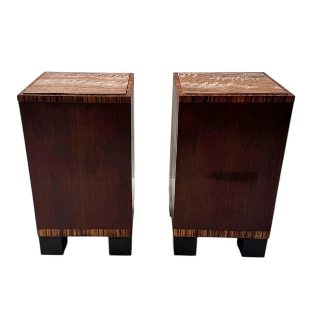 Art Deco Nightstands with Multi-Colored Marble Tops, 1930s, Set of 2 For Sale - Image 9 of 15