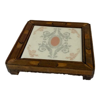 Vintage Tile and Wood Trivet For Sale