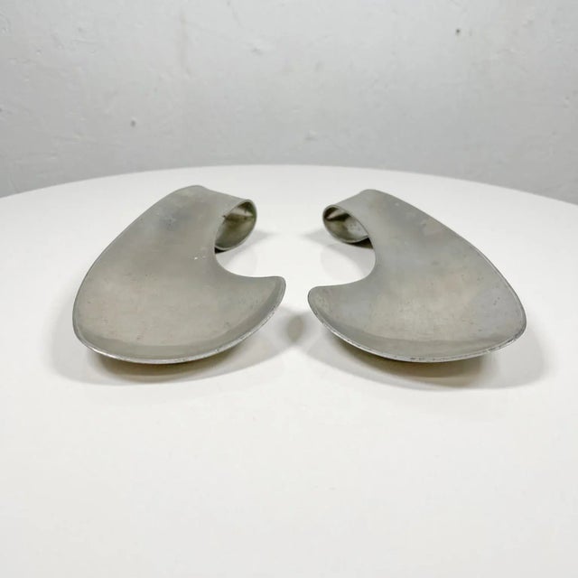 Charron 1970s Modernist Pewter Salad Serving Utensils by Shirley Charron Mid Century Mod For Sale - Image 4 of 13