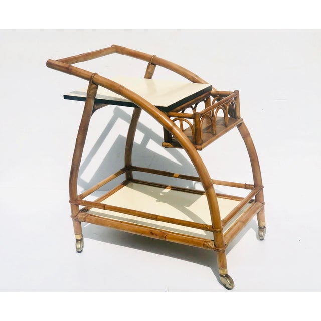 Vintage Art Deco Bamboo Rattan Bar Cart Chairish