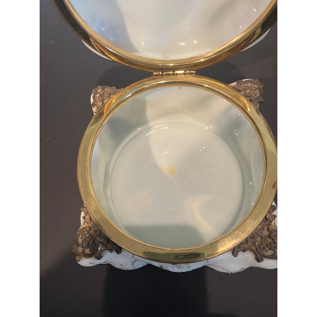 Alabaster Large Antique Wavecrest Dresser Box Floral For Sale - Image 8 of 8