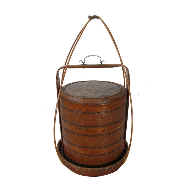 Chinese Early 20th Century Antique Chinese Bamboo Food Box For Sale - Image 3 of 13