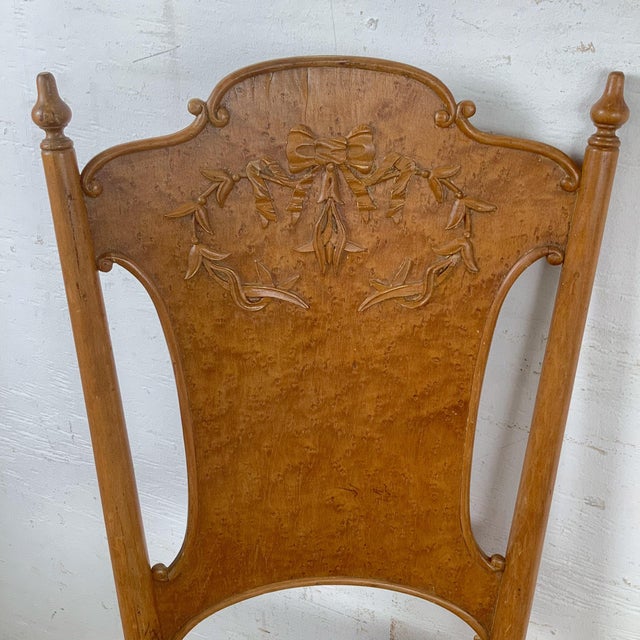 Early 20th Century Antique Ribbon & Garland Caned Seat Side Chairs – Pair For Sale - Image 5 of 18