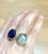 Blue Bochic “Orient” Blue Sapphire & Pearl Vintage 2 Gem Ring Set 18K & Silver, Size 9.5 For Sale - Image 8 of 12