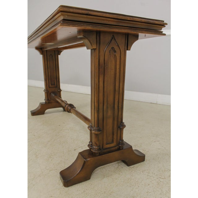 1990s Baker Adjustable 3 Tier Distressed Finish Sofa Table For Sale - Image 5 of 13