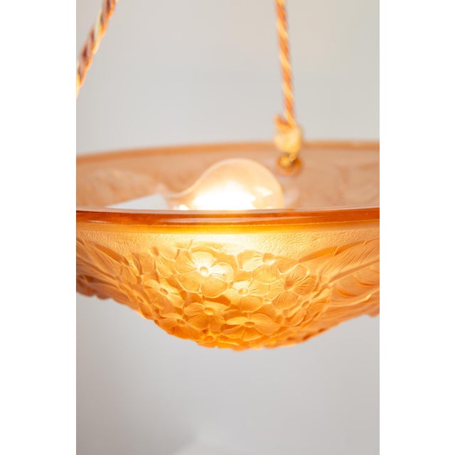 Art Deco Style Ceiling Lamp in Pink Glass, 1930s-1940s For Sale - Image 6 of 9