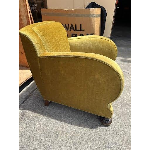 Märta Blomstedt, Attribution Lounge Chairs, Pair, Finland C. 1940, Carved Walnut, Mohair Upholstery For Sale - Image 9 of 10