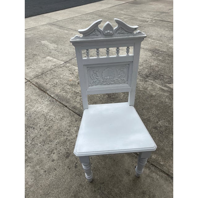 Wood 1930s Antique White Shabby Chic Side Chair For Sale - Image 7 of 7