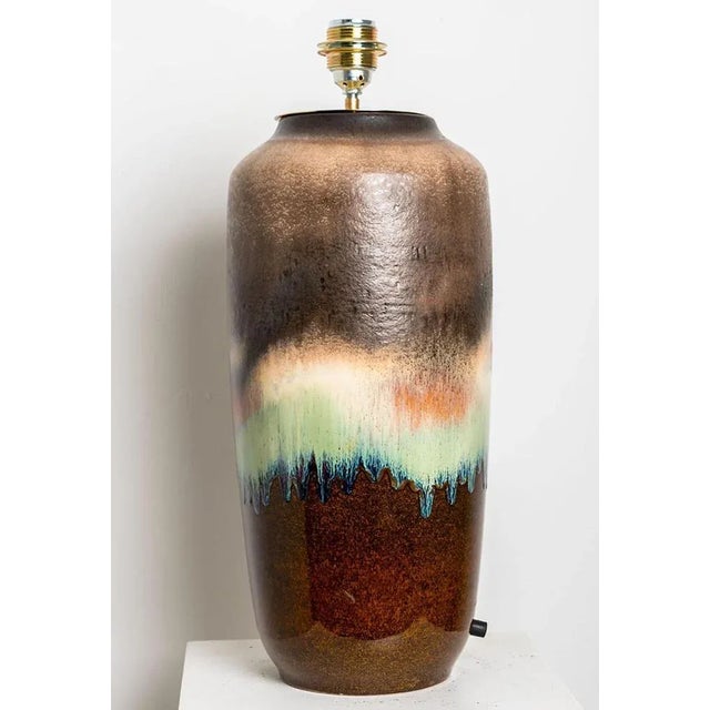 Beige Ceramic Large Table Lamp attributed to René Houben, 1970s For Sale - Image 8 of 11