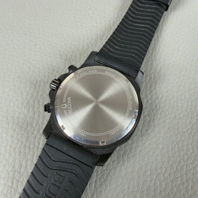 Black Black Chronograph Bulova Wristwatch 98B2 Rubber Strap from Marine Star, 2010s For Sale - Image 8 of 11