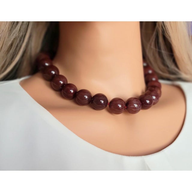 Rare Red Rutilated Quartz Necklace, With Sterling Silver Red Quartz Clasp For Sale In Cleveland - Image 6 of 11