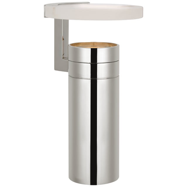 Modern Kelly Wearstler by Visual Comfort Signature Melange 9" Rechargeable Floating Disc Accent Lamp in Polished Nickel with Alabaster For Sale - Image 3 of 3